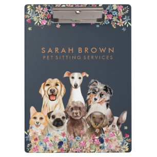 Carpeta De Pinza Peluquería de perros pequeña y linda marrón azul m