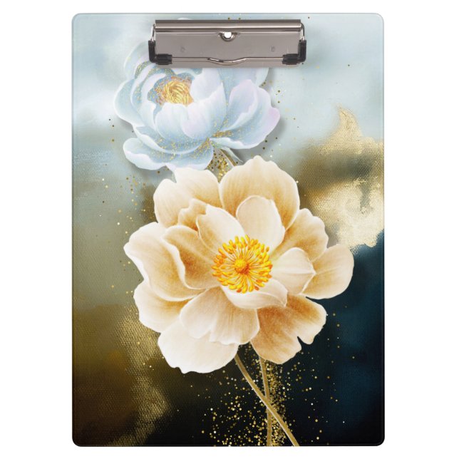 Carpeta De Pinza Peonies y Purpurina de oro (Anverso)