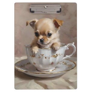 Carpeta De Pinza Pequeña luz: Chihuahua cachorro en una taza de té,