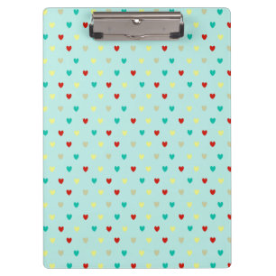 Carpeta De Pinza Pequeños corazones de polka en verde marino