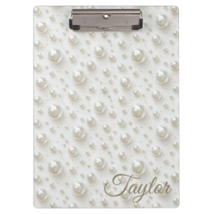 Carpeta De Pinza Perla Blanca Elegante Personalizada