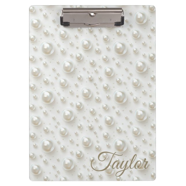 Carpeta De Pinza Perla Blanca Elegante Personalizada (Anverso)