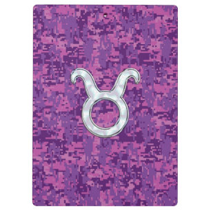 Carpeta De Pinza Perla Como Taurus Zodiac Rótulo Fuchsia Camo Digit