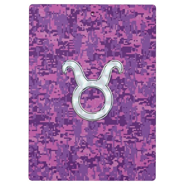 Carpeta De Pinza Perla Como Taurus Zodiac Rótulo Fuchsia Camo Digit (Reverso)