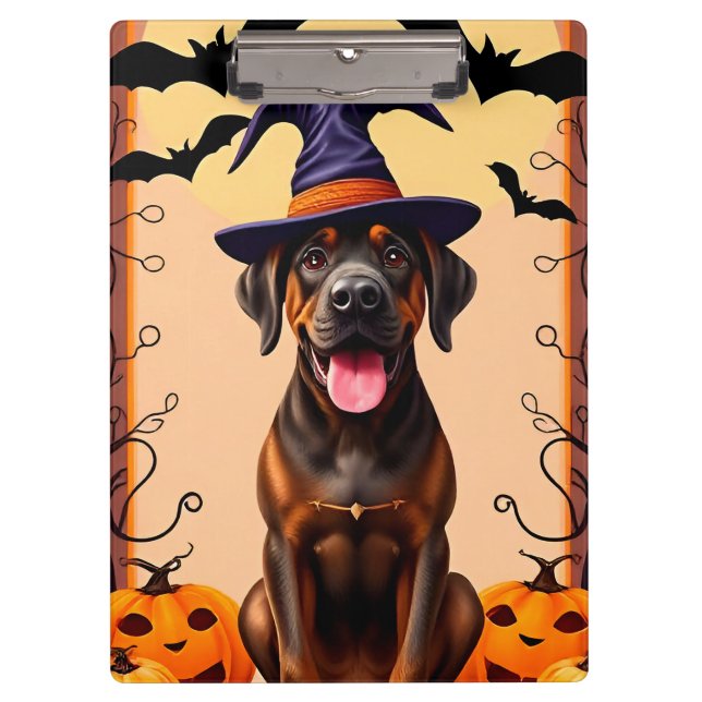 Carpeta De Pinza Perro Adorable con Sombrero de Bruja (Anverso)