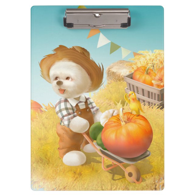 Carpeta De Pinza Perro agricultor con calabaza (Anverso)