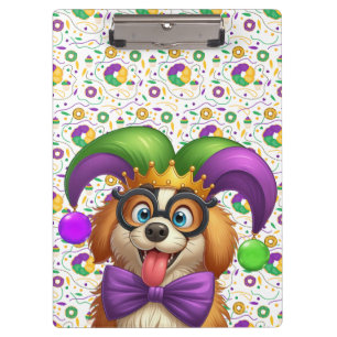 Carpeta De Pinza Perro cachorro lindo Mardi Gras en gorra de bufón