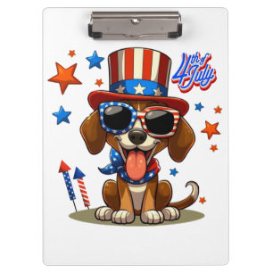 Carpeta De Pinza Perro/cachorro lindo, patriótico, 4 de julio