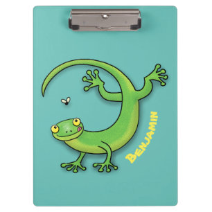 Carpeta De Pinza Perro de gecko verde alegre con personalizado de b
