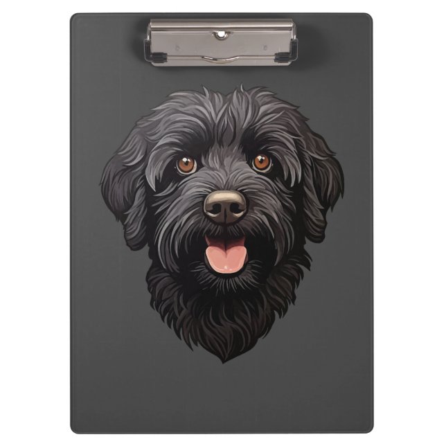 Carpeta De Pinza Perro negro Labradoodle (Anverso)