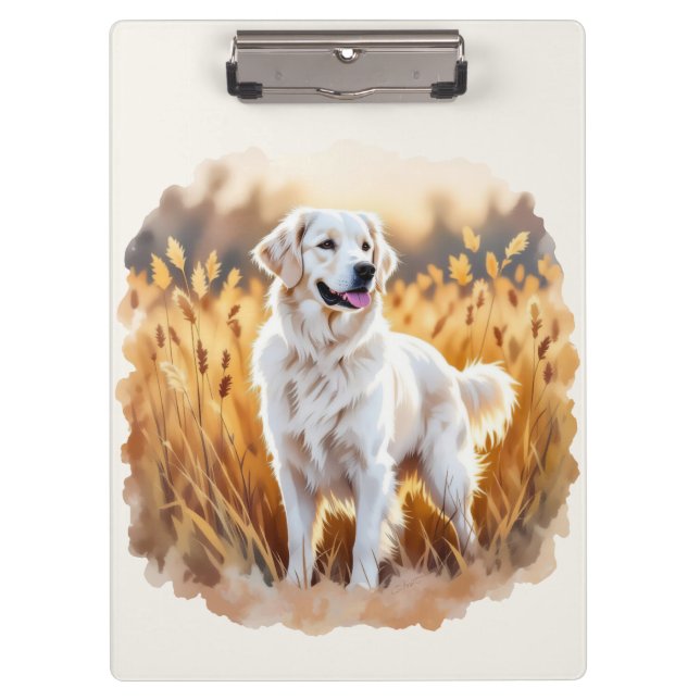 Carpeta De Pinza Perro Retriever Dorado Blanco (Anverso)