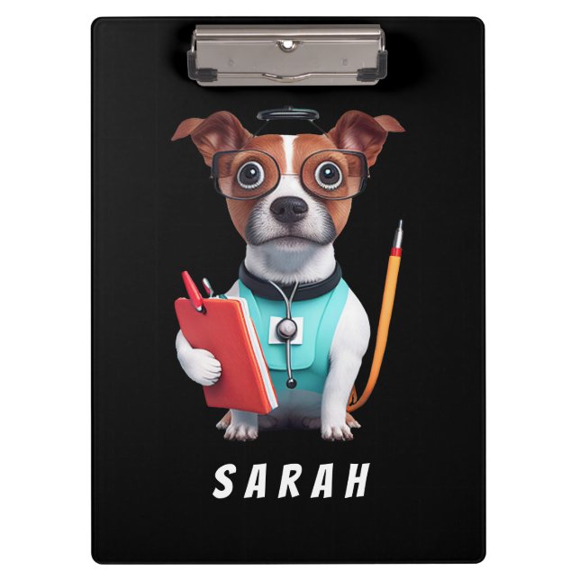 Carpeta De Pinza Perro trabajando como enfermera, perro llevando un (Anverso)