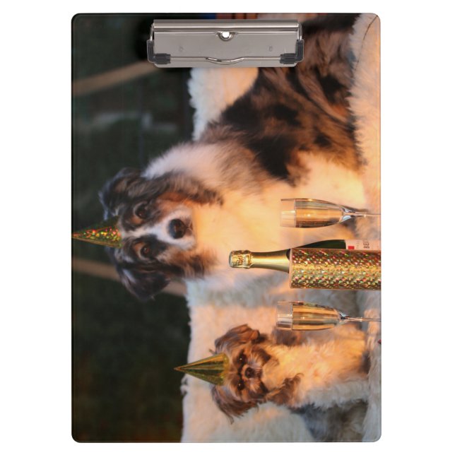 Carpeta De Pinza Perros celebrando Año Nuevo (Anverso)