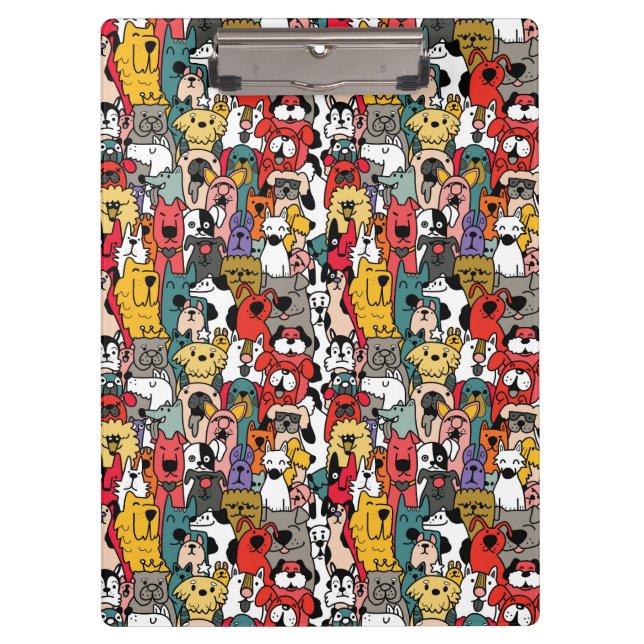 Carpeta De Pinza Perros Divertidos Coloridos (Anverso)
