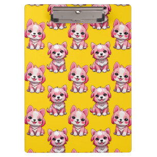 Carpeta De Pinza Perros rosados lindos - Amarillo