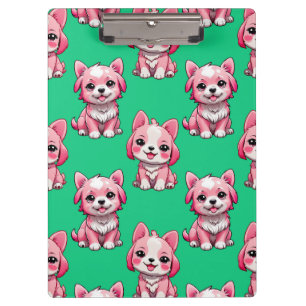 Carpeta De Pinza Perros rosados lindos - Verde 