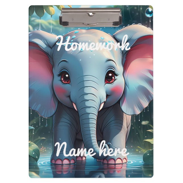 Carpeta De Pinza Personalised Cute Elephant in the Rain (Anverso)