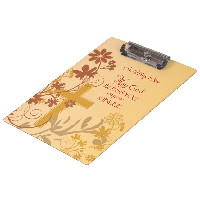 Carpeta De Pinza Personaliza, Jubilee Aniversario Nun Cross, Swirls (Angular)