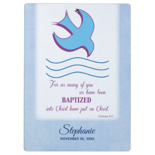 Carpeta De Pinza Personaliza, Paloma del Bautismo de Adulto en Azul