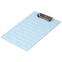 Carpeta De Pinza Personalizable nombre patrón de texto azul claro b