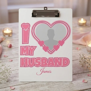 Carpeta De Pinza Personalizado Amo a mi esposo – Agregar foto y nom