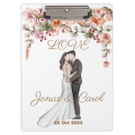 Carpeta De Pinza Personalizado Amor Boda acuarela floral elegante l