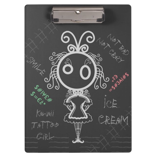 Carpeta De Pinza Personalizado aterrador Kawaii Tattoo Chica