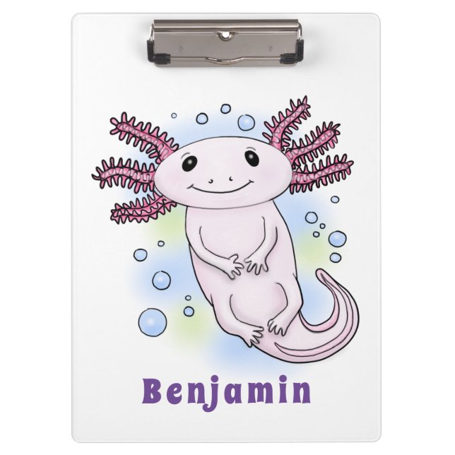 Carpeta De Pinza Personalizado axolotópico rosa adorable (Anverso)