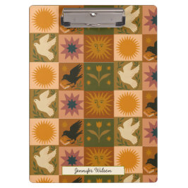 Carpeta De Pinza Personalizado Bohemian Patchwork Celestial místico