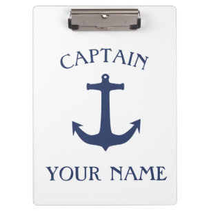 Carpeta De Pinza Personalizado capitán de barco nombre ancla marina