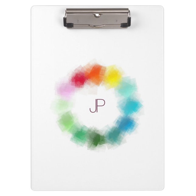 Carpeta De Pinza Personalizado Colorido Monograma moderno elegante  (Anverso)