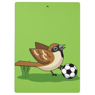 Carpeta De Pinza Personalizado Cute Sparrow Jugando Fútbol