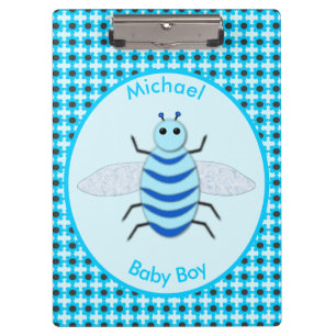 Carpeta De Pinza Personalizado de Abeja de Niño Azul