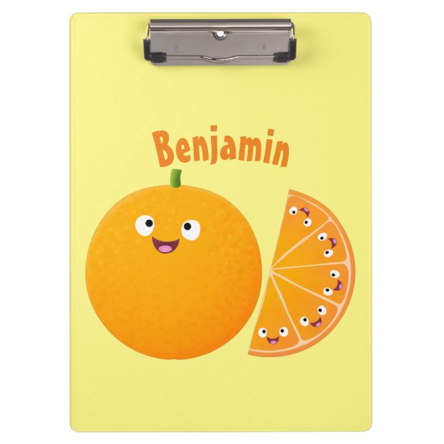Carpeta De Pinza Personalizado de cítricos de feliz naranja (Anverso)
