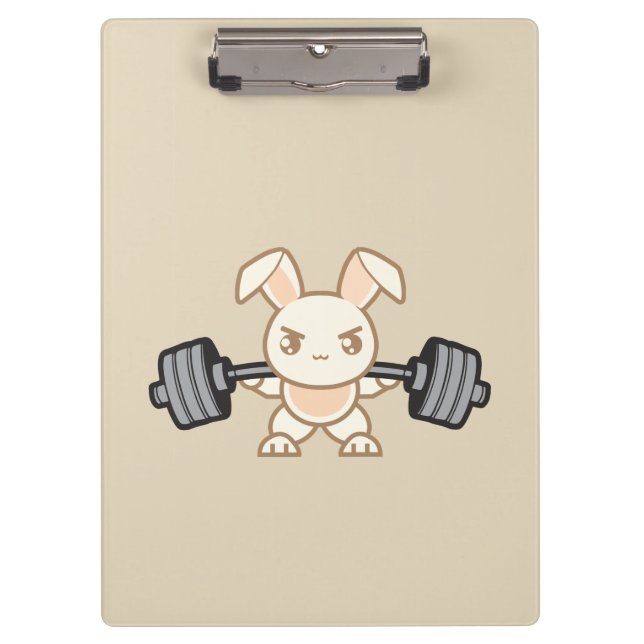Carpeta De Pinza Personalizado de conejito de elevación de pesas -  (Anverso)