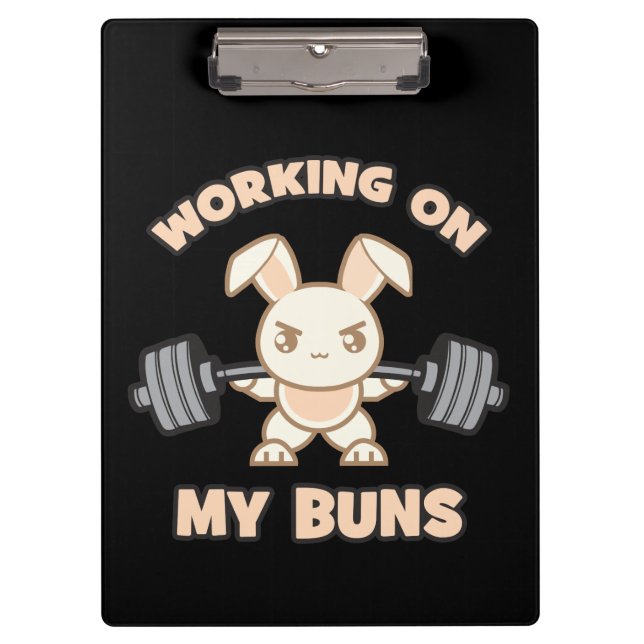 Carpeta De Pinza Personalizado De Conejito - Trabajar En Mis Buns - (Anverso)