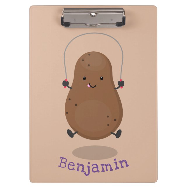 Carpeta De Pinza Personalizado de cuerda de saltar de patata feliz (Anverso)