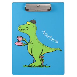Carpeta De Pinza Personalizado de dinosaurios de color verde gracio