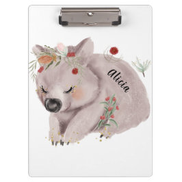 Carpeta De Pinza Personalizado de Especkle de Oro Cute Baby Wombat
