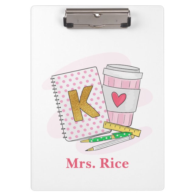 Carpeta De Pinza Personalizado de kindergarten profesor Café para p (Anverso)