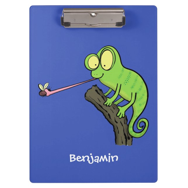 Carpeta De Pinza Personalizado de lagarto de camaleón verde lindo (Anverso)