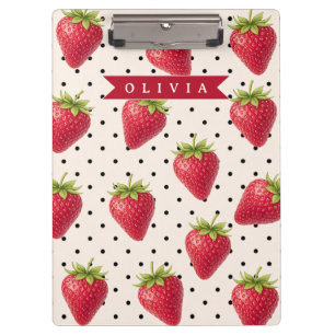 Carpeta De Pinza Personalizado de lunares fresa retro vintage