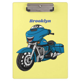 Carpeta De Pinza Personalizado de moto azul feliz