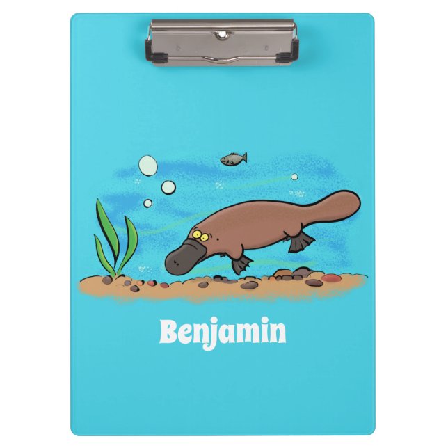 Carpeta De Pinza Personalizado de natación de Platypus Cute (Anverso)