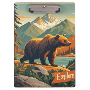 Carpeta De Pinza Personalizado de oso de estilo retro y Poster de c