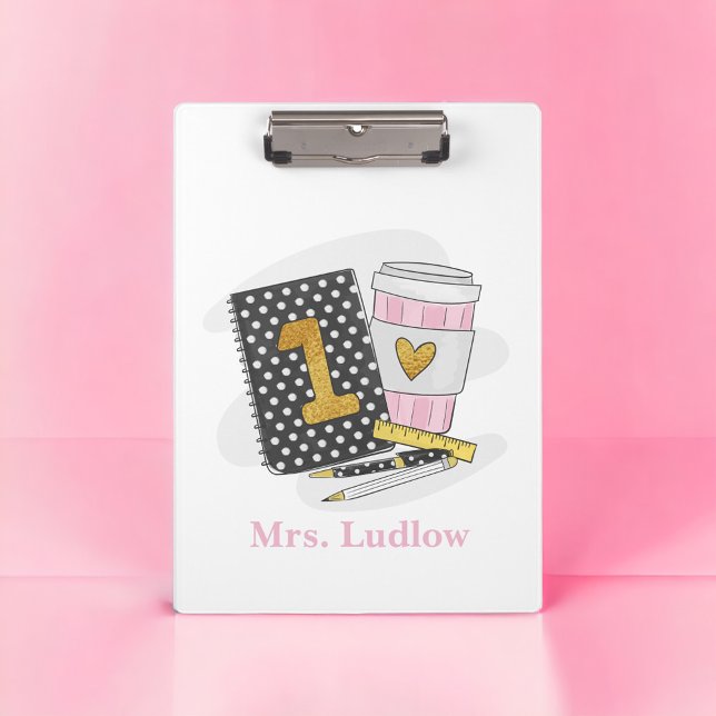 Carpeta De Pinza Personalizado de primer grado Maestra Café para po (Subido por el creador)