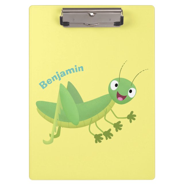 Carpeta De Pinza Personalizado de saltamontes alegre verde (Anverso)