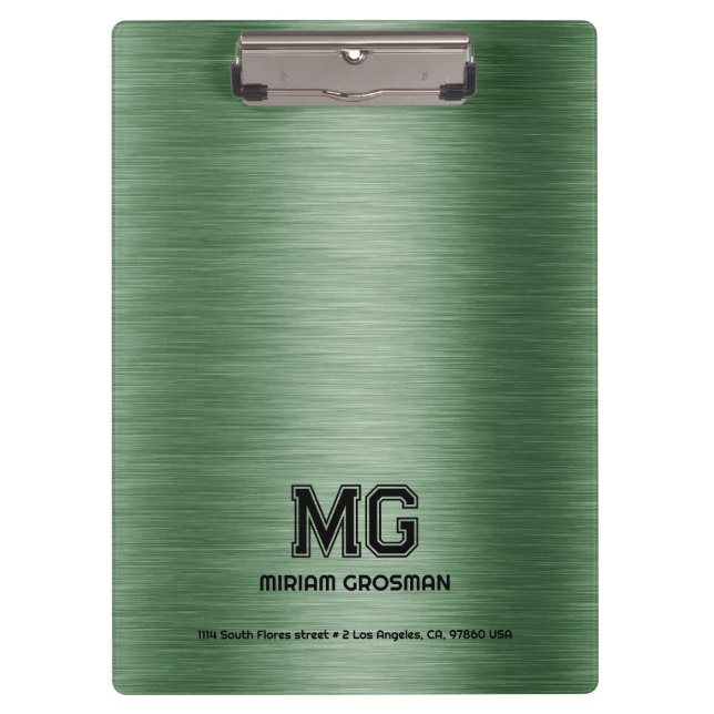 Carpeta De Pinza Personalizado de textura verde metálica Texto negr (Anverso)