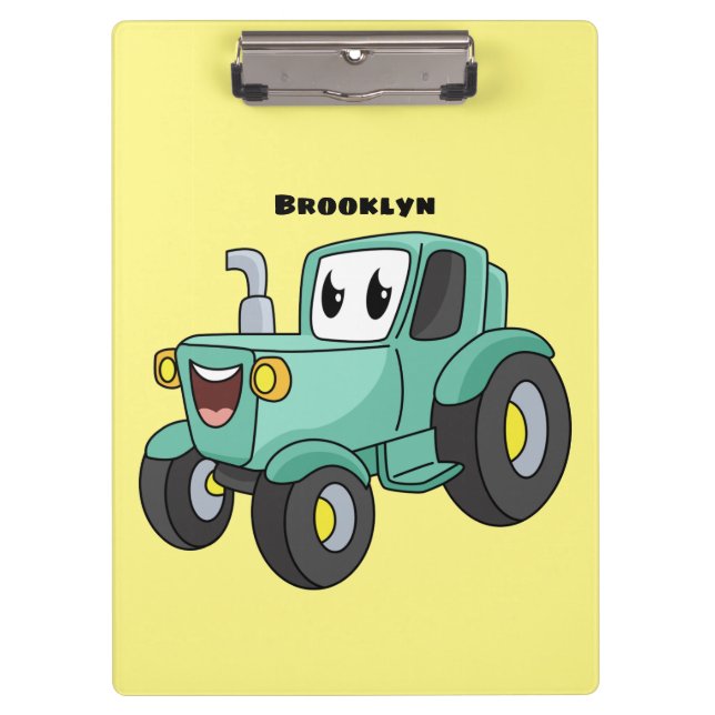 Carpeta De Pinza Personalizado de tractores verde feliz (Anverso)