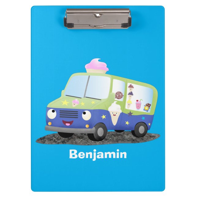 Carpeta De Pinza Personalizado de un camión de helados alegre (Anverso)
